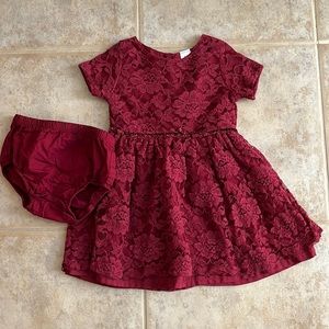 Carter’s Burgundy Lace Flowers Party Wedding Summer Dress